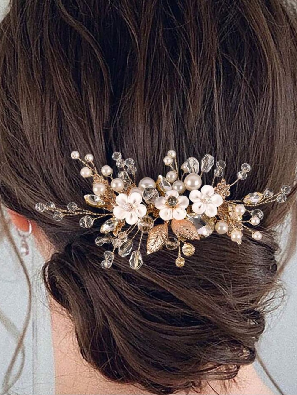 Gold Floral Pearl Hair Comb - Elegant Women’s Hair Accessory